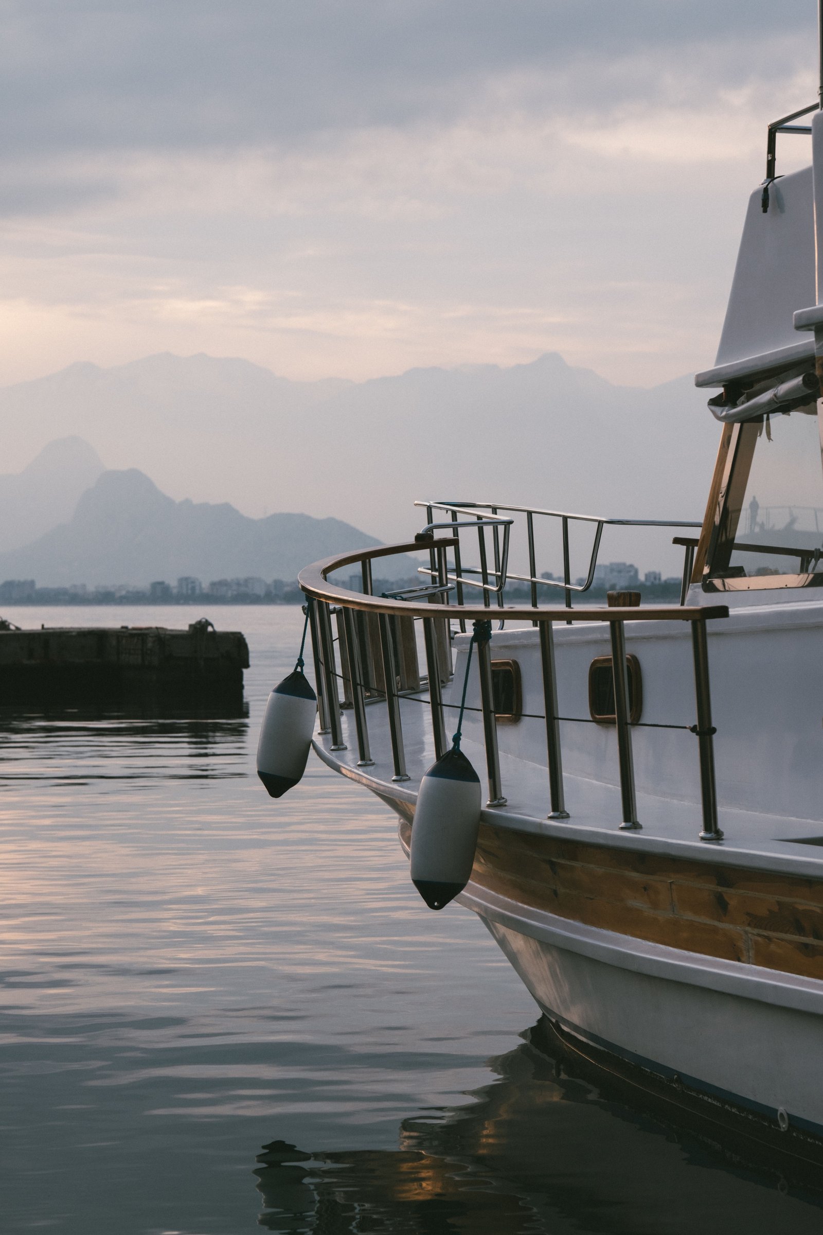 Mooring lines and cleats on a yacht deck